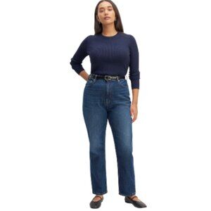 Everlane Womens 28S The Curvy Cheeky Jean Dark Wash